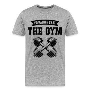 Ich wäre lieber im Fitnessstudio - Männer Premium Bio T-Shirt - Grau meliert - Vorne - Damien (186cm)