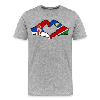 Serbie Namibie Drapeau Coeur - T-shirt bio Premium Homme - gris chiné - Devant - Damien (186cm)
