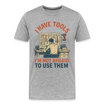 Tool lover humorous craftsman saying - Men's Premium Organic T-Shirt - heather grey - Front - Damien (186cm)