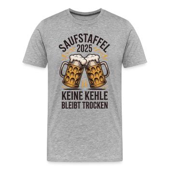 Saufstacheln 2025 Keine Kehle Bleibt Trocken - Männer Premium Bio T-Shirt - Grau meliert - Vorne - Damien (186cm)