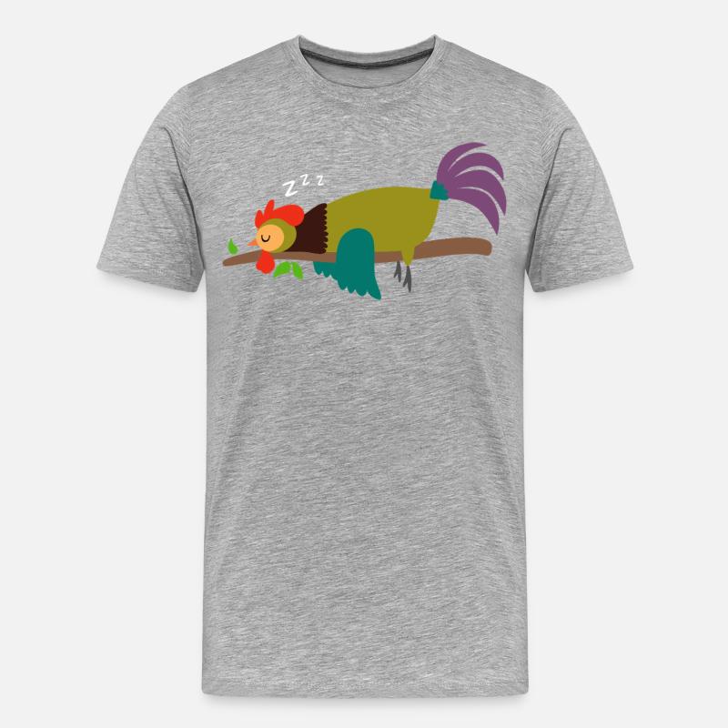Schlafender Hahn Gockel Huhn Design Geschenk - Männer Premium Bio T-Shirt - Grau meliert