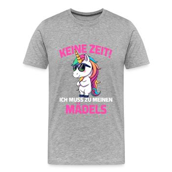 Unicorn - No time, I have to go to my girls - Men's Premium Organic T-Shirt - heather grey - Front - Damien (186cm)
