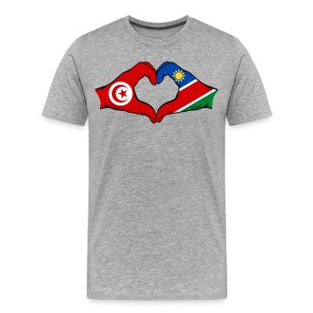 Tunisia Namibia Flag Hands Heart Shape Used - Men's Premium Organic T-Shirt - heather grey - Front - Damien (186cm)