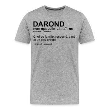 Daron Anniversaire Papa Fête des Pères Humour - T-shirt bio Premium Homme - gris chiné - Devant - Damien (186cm)