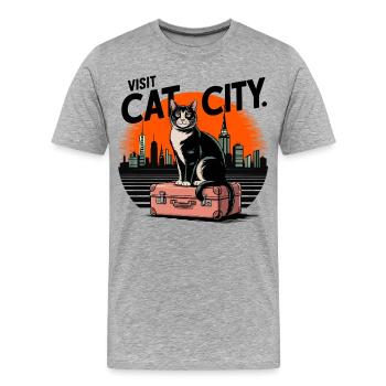 Le chat en ville - T-shirt bio Premium Homme - gris chiné - Devant - Damien (186cm)