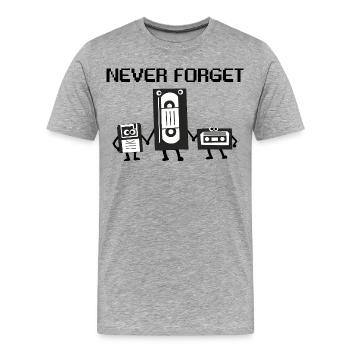 Retro Boombox Trio - Men's Premium Organic T-Shirt - heather grey - Front - Damien (186cm)