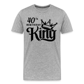 40th birthday king - Men's Premium Organic T-Shirt - heather grey - Front - Damien (186cm)
