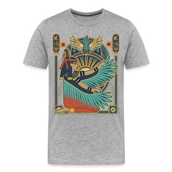 MAAT Déesse de la Justice - T-shirt bio Premium Homme - gris chiné - Devant - Damien (186cm)