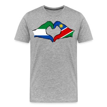Sierra Leone Namibia Flag Hands Heart - Men's Premium Organic T-Shirt - heather grey - Front - Damien (186cm)