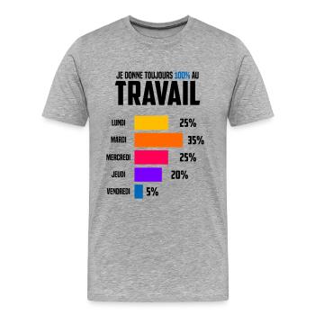 Humour Travail Cadeau Pour Homme - T-shirt bio Premium Homme - gris chiné - Devant - Damien (186cm)