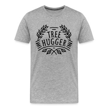 Tree hugger forêt arbres amoureux humour drôle - T-shirt bio Premium Homme - gris chiné - Devant - Damien (186cm)