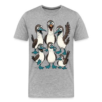 Lustige Seevogel Cartoon Illustration - Männer Premium Bio T-Shirt - Grau meliert - Vorne - Damien (186cm)