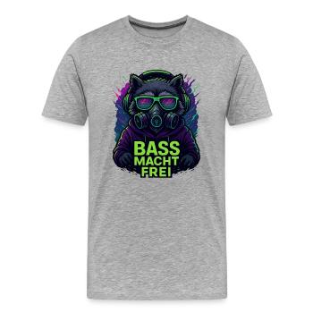 Rave Techno Party Design Bass makes you free raccoon - Men's Premium Organic T-Shirt - heather grey - Front - Damien (186cm)