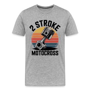 Conception de piston de motocross vintage - T-shirt bio Premium Homme - gris chiné - Devant - Damien (186cm)