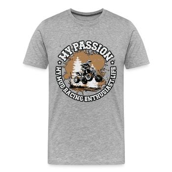 Courses de boue Ma passion Mes courses de boue Camions tout-terrain - T-shirt bio Premium Homme - gris chiné - Devant - Damien (186cm)