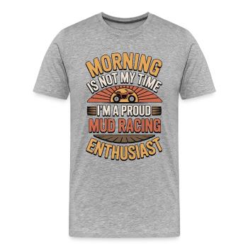 Course dans la boue Le matin n'est pas mon moment de boue - T-shirt bio Premium Homme - gris chiné - Devant - Damien (186cm)