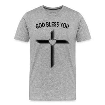 God Bless You, God bless you, will always be with you - Men's Premium Organic T-Shirt - heather grey - Front - Damien (186cm)