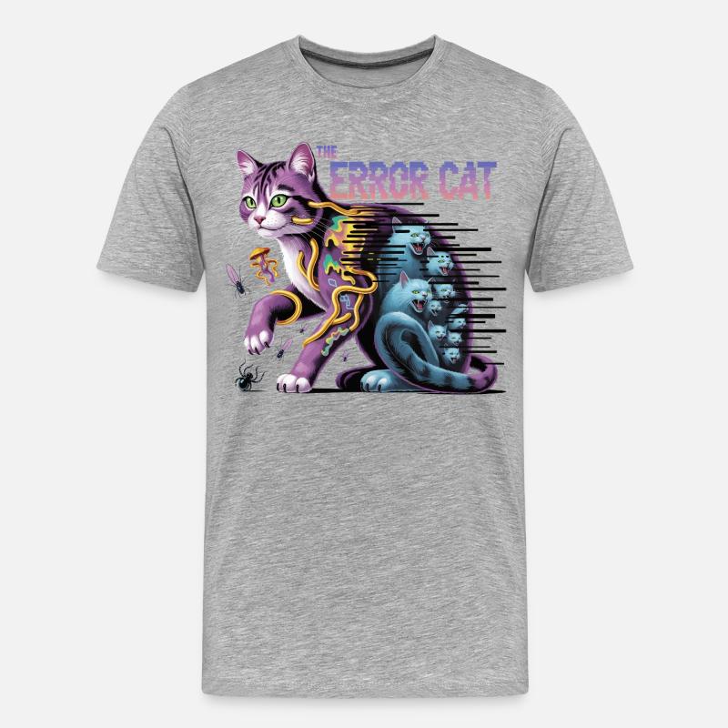 Die irrende Katze Digitale Kunst - Männer Premium Bio T-Shirt - Grau meliert