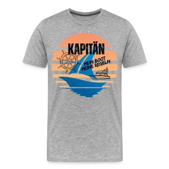 Seefahrer Motiv mit Kompass und Segelboot - Männer Premium Bio T-Shirt - Grau meliert - Vorne - Damien (186cm)