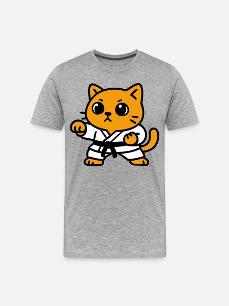 Cat fighter in karate suit - Men's Premium Organic T-Shirt - heather grey