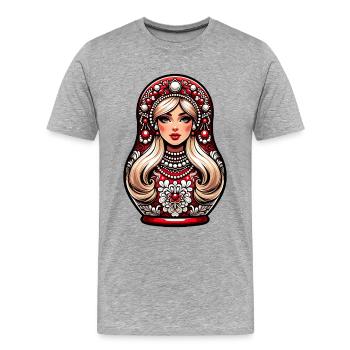  Matroschka auf russisch Matryoshka Doll Russian - Männer Premium Bio T-Shirt - Grau meliert - Vorne - Damien (186cm)