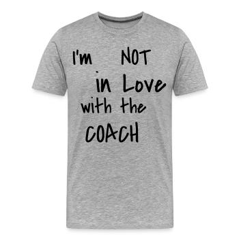 Je ne suis pas amoureux de l'entraîneur - T-shirt bio Premium Homme - gris chiné - Devant - Damien (186cm)