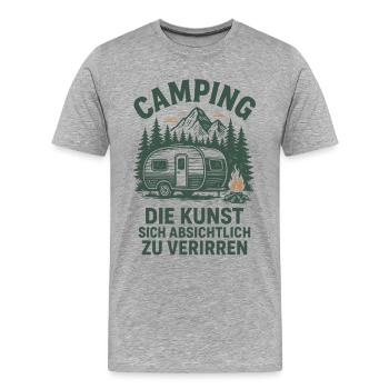 Camping L’art de se perdre volontairement - T-shirt bio Premium Homme - gris chiné - Devant - Damien (186cm)