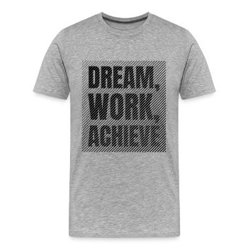 Traumarbeit: Erreiche Disziplin und Ehrgeiz - Männer Premium Bio T-Shirt - Grau meliert - Vorne - Damien (186cm)