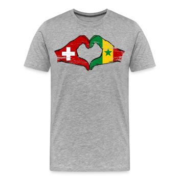 Switzerland Senegal Flag Hands Heart Shape Used - Men's Premium Organic T-Shirt - heather grey - Front - Damien (186cm)