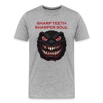 Masque de Dragon Noir Sanglant for halloween  - T-shirt bio Premium Homme - gris chiné - Devant - Damien (186cm)