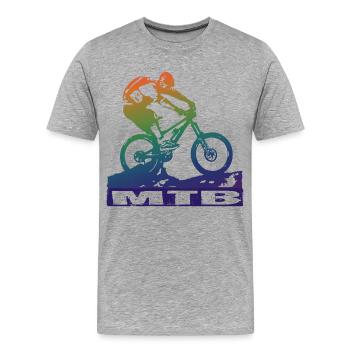 MTB - Männer Premium Bio T-Shirt - Grau meliert - Vorne - Damien (186cm)