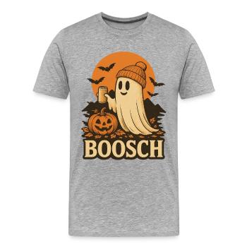 Ghost Busch Halloween Boosch Gruseliges Kostüm T-Shirt - Männer Premium Bio T-Shirt - Grau meliert - Vorne - Damien (186cm)