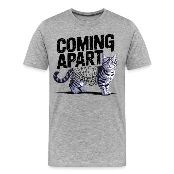 Coming Apart Cat - Men's Premium Organic T-Shirt - heather grey - Front - Damien (186cm)