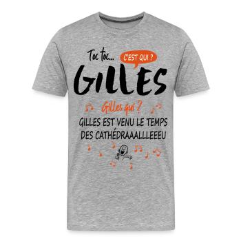 Name Gilles Geburtstag Geschenkidee Mann - Männer Premium Bio T-Shirt - Grau meliert - Vorne - Damien (186cm)