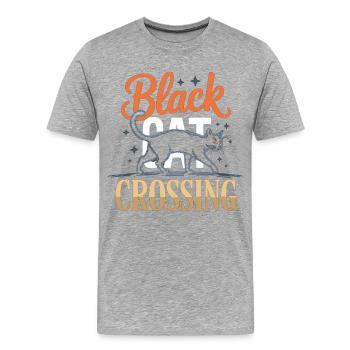 Schwarze Katze Shirt Black Cat Crossing - Men's Premium Organic T-Shirt - heather grey - Front - Damien (186cm)