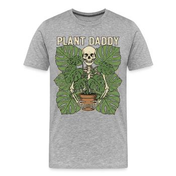Gespenstischer Pflanzenmann mit Totenkopf - Männer Premium Bio T-Shirt - Grau meliert - Vorne - Damien (186cm)