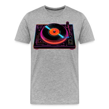 Diskjockey Turntable Steamwave - Männer Premium Bio T-Shirt - Grau meliert - Vorne - Damien (186cm)