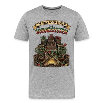 Sound System Collage Dub Reggae - Men's Premium Organic T-Shirt - heather grey - Front - Damien (186cm)