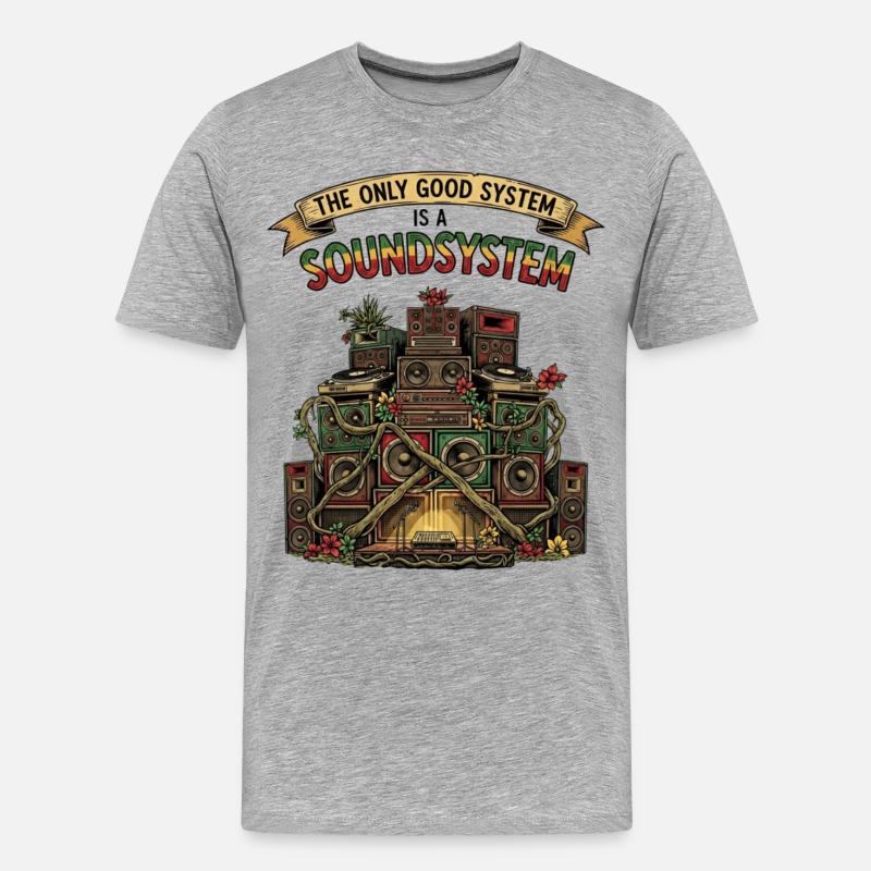 Sound System Collage Dub Reggae - Männer Premium Bio T-Shirt - Grau meliert