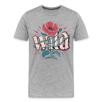 Wild Spirit T-Shirt with Flower and Thorns - Men's Premium Organic T-Shirt - heather grey - Front - Damien (186cm)