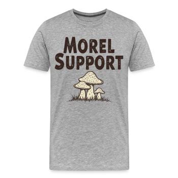 Soutien aux morilles - Dicton de champignon des morilles - T-shirt bio Premium Homme - gris chiné - Devant - Damien (186cm)