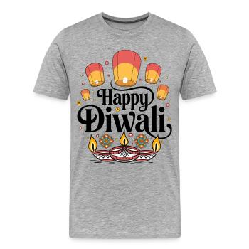 Diwali Lanterns and Diyas Patterns - Men's Premium Organic T-Shirt - heather grey - Front - Damien (186cm)
