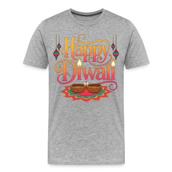 Happy Diwali Lights Rangoli - Men's Premium Organic T-Shirt - heather grey - Front - Damien (186cm)
