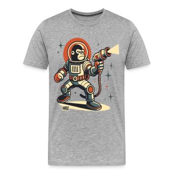 Space Monkey Astronaut Laser Blaster - Men's Premium Organic T-Shirt - heather grey - Front - Damien (186cm)