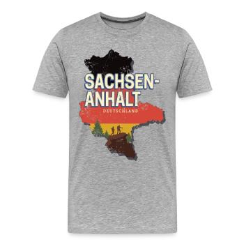 Sachsen Anhalt Deutschland Bundesland Souvenir - Männer Premium Bio T-Shirt - Grau meliert - Vorne - Damien (186cm)