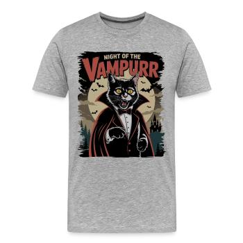 Katze als Vampir Nacht des Vampurr - Männer Premium Bio T-Shirt - Grau meliert - Vorne - Damien (186cm)