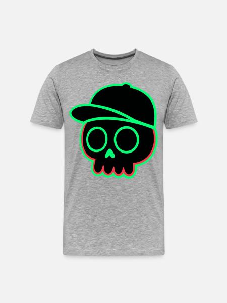 Neon Skull Cap - Men's Premium Organic T-Shirt - heather grey