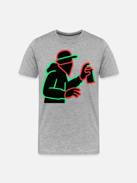 Neon Graffiti Sprayer Silhouette - Men's Premium Organic T-Shirt - heather grey