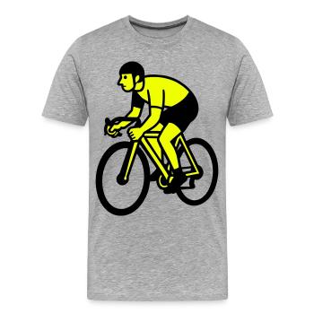 Neon Wheel Silhouette Cyclist - Men's Premium Organic T-Shirt - heather grey - Front - Damien (186cm)