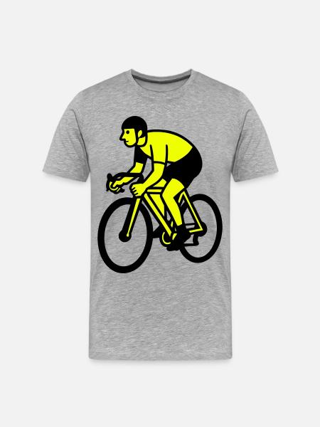 Neonrad Silhouette Radfahrer - Männer Premium Bio T-Shirt - Grau meliert